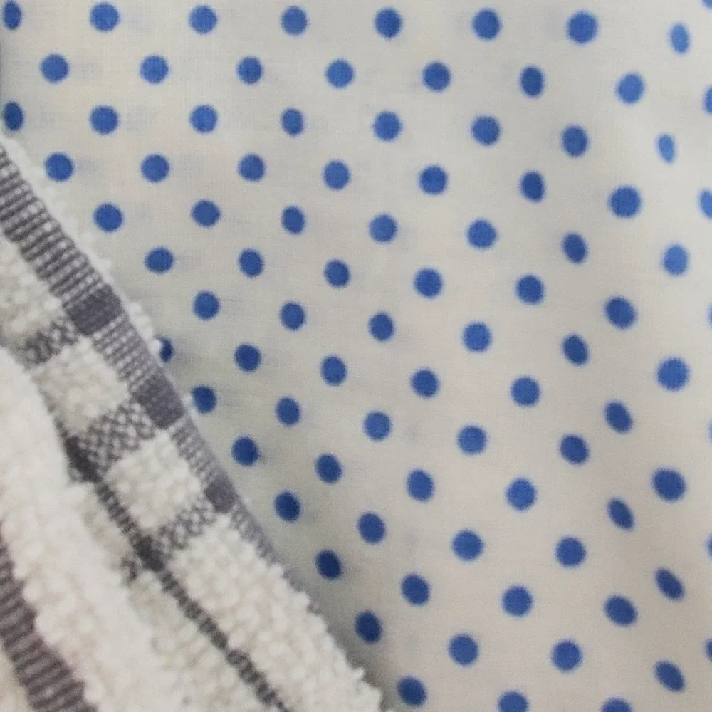 Handmade Kitchen Boa Towel Scarf Blue Polka Dot Gray Plaid Terry Cloth 65 Inch
